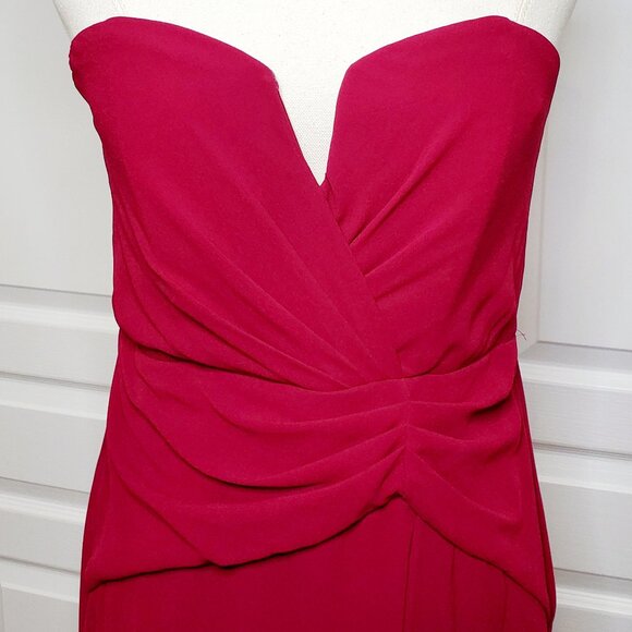 TFNC Chiffon Strapless Bridesmaid Maxi Dress in Fuchsia Size S - Picture 2 of 6